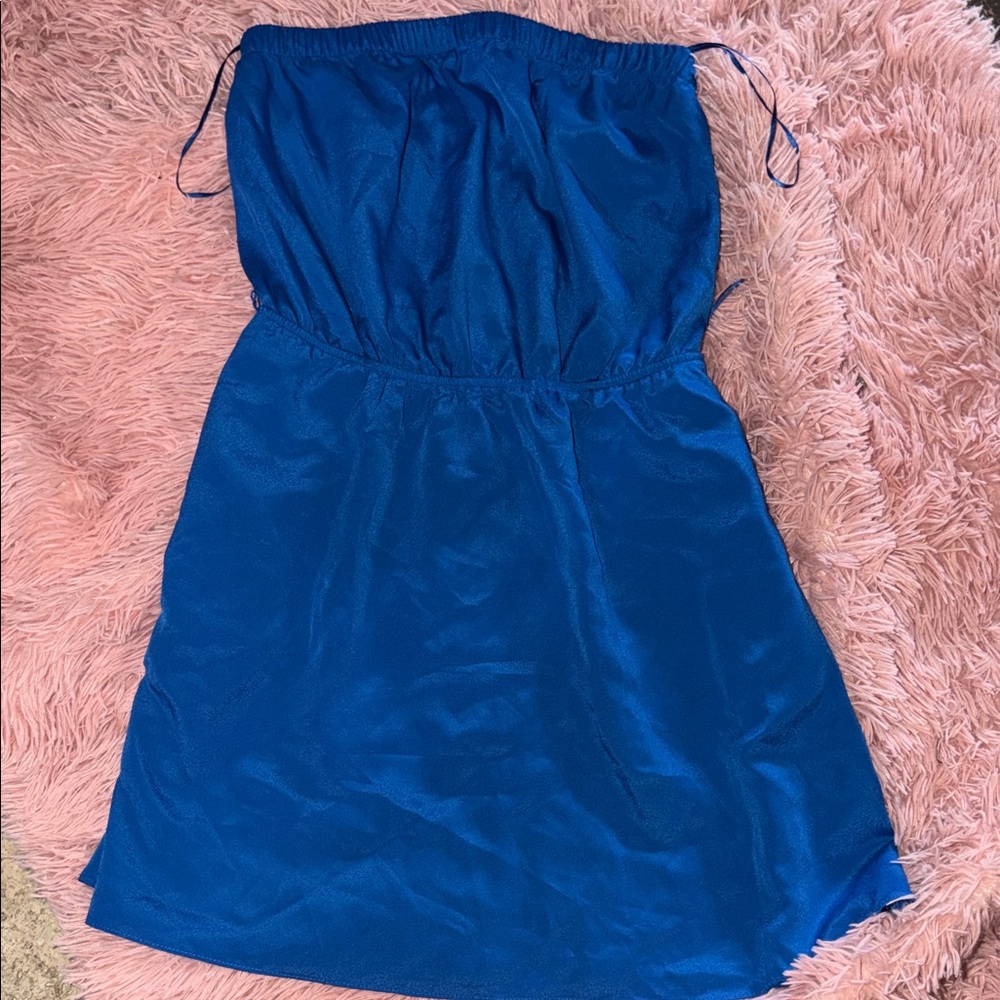 Express Shimmery Royal Blue Strapless Dress